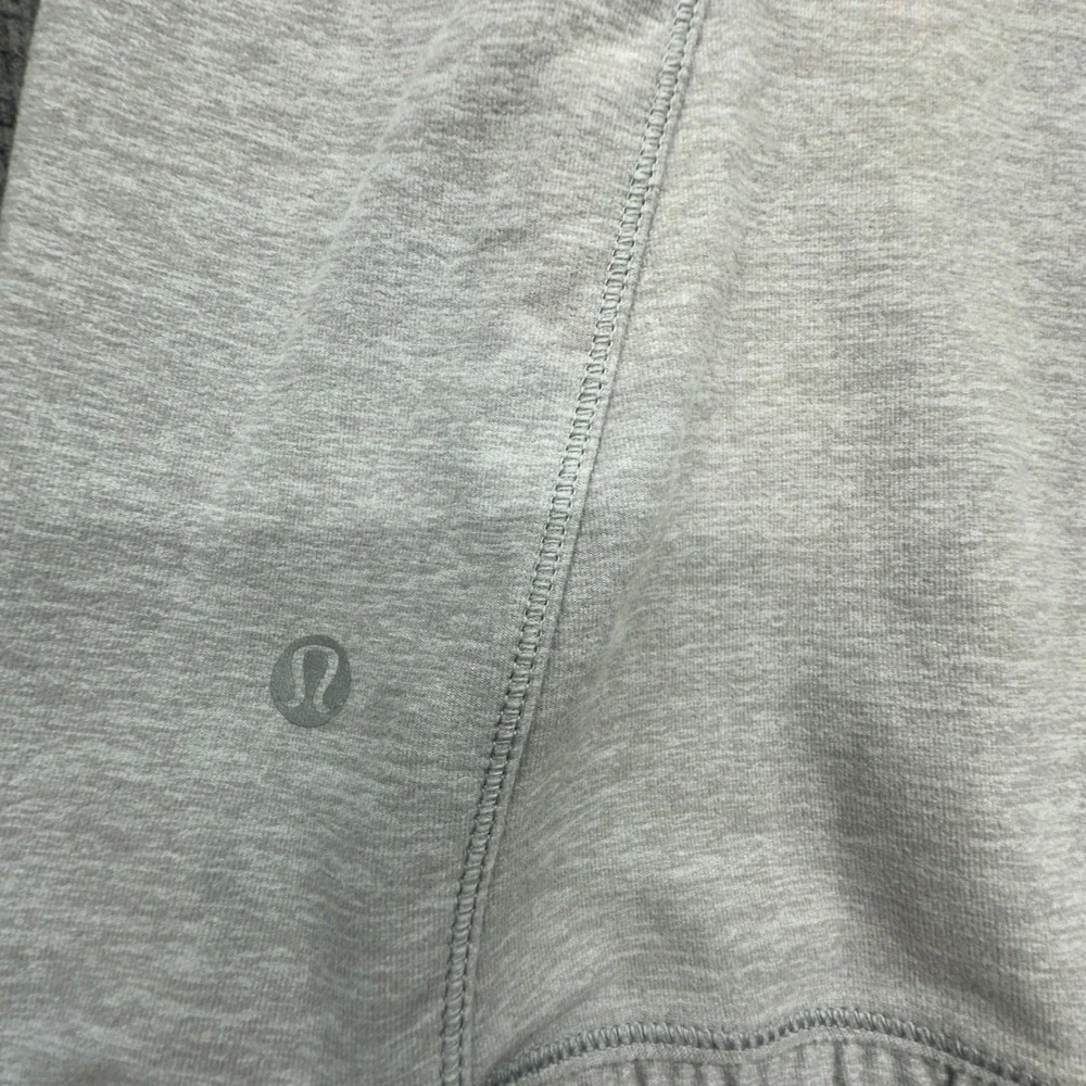 Lululemon Grey Heather Neon Orange Quarter Zip Pullover Thumbholes‎ Size 6